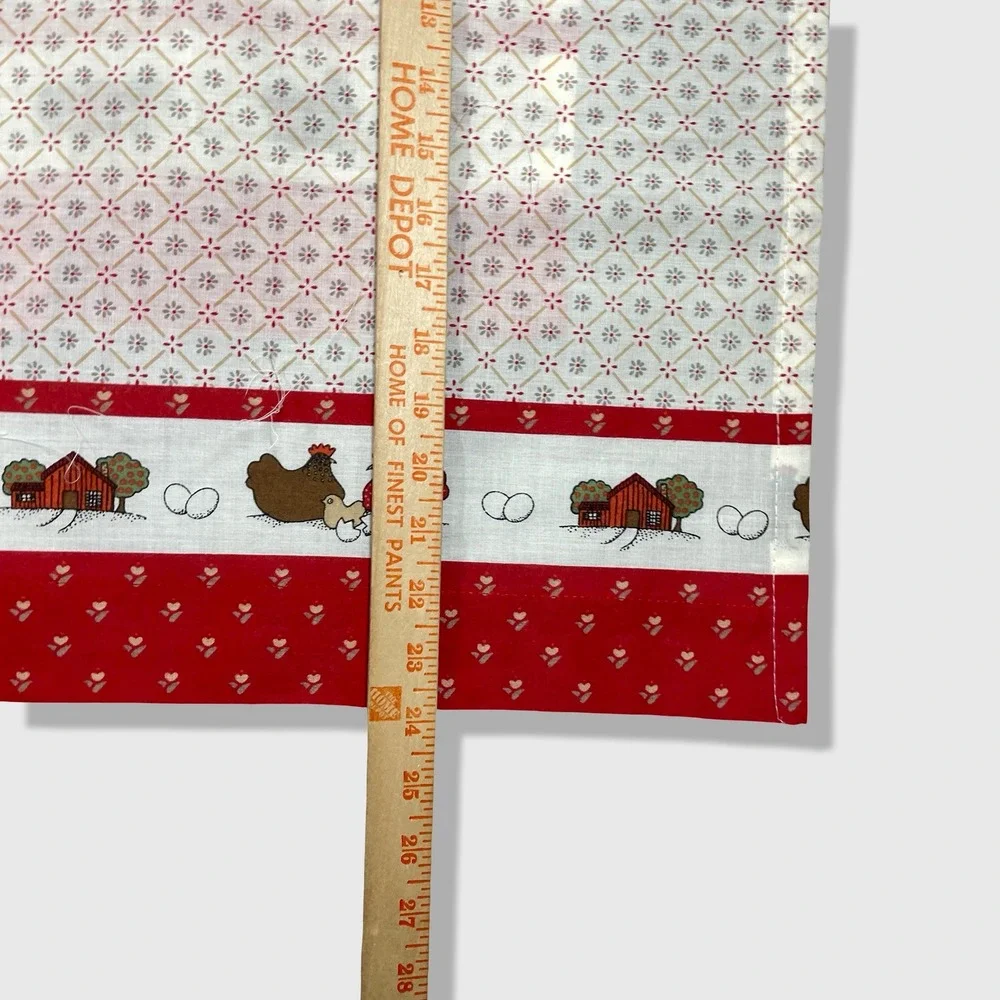 Valance Kitchen Curtains Set of 4 Red White Chicken‎ Farmhouse Country Decor